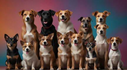 young dogs are posing Cute doggies or pets are looking .Generative AI