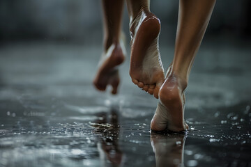 a dancer's feet in motion