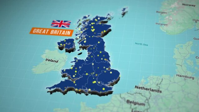 great britain united kingdom map background video