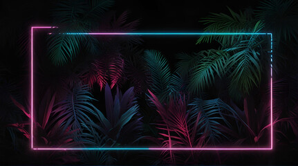 Cyber Background Design Tropical Plants with Pink .Generative AI