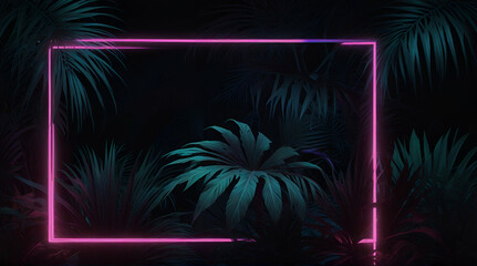 Fototapeta na wymiar Cyber Background Design Tropical Plants with Pink .Generative AI