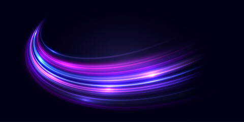 High-speed light trails effect. Abstract digital technology background. Futuristic high-tech innovation, connection, AI, communication, big data. Pattern for banner, website. Vector eps10.