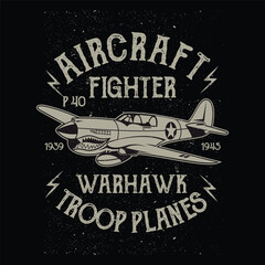 aircraft fighter p 40 1939 1945 warhawk troop planes - obrazy, fototapety, plakaty