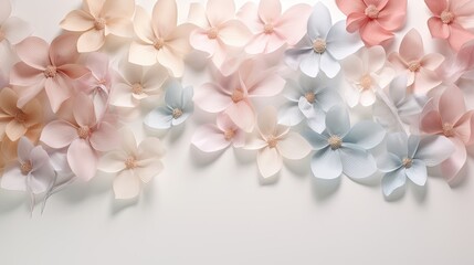 A floral gradient with delicate petals and leaves in various shades of color, for a romantic and feminine look