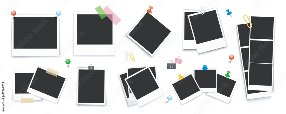 Leinwandbilder photo frames polaroid mockup mega set in flat graphic design. collection elements of different empty