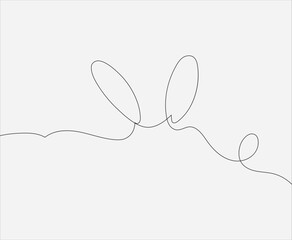 Easter bunny continuous one line vector icon, drawing rabbit outline cute animal, minimal contour ears hare, doodle element face, black silhouettes set. Funny simple illustration 