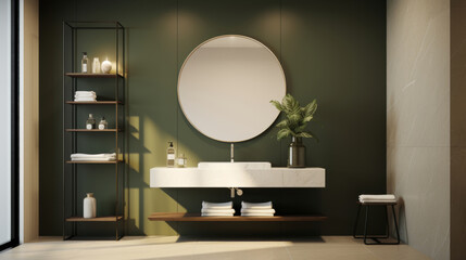 Modern minimal bathroom interior with washbasin - 772466586