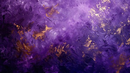 a rich texture with various shades of purple and hints of gold, resembling an abstract painting - obrazy, fototapety, plakaty