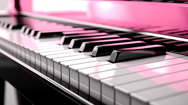  Piano black and white , glossy color , pink case background blury , Generate AI