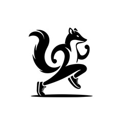 Silhouette SVG of a raccoon as a runner, black vector on white background