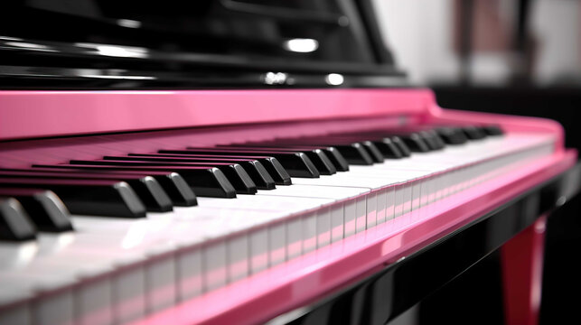  Piano black and white , glossy color , pink case background blury , Generate AI