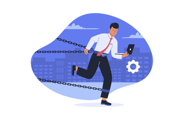 Business struggle concept.  Vector flat illustration