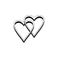 wedding heart line art with white backgroun