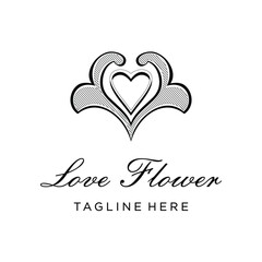 Flower and heart icon, wedding design vector illustration