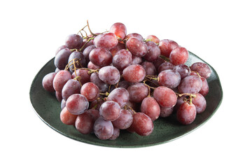 Plate with purple grapes and transparent background png