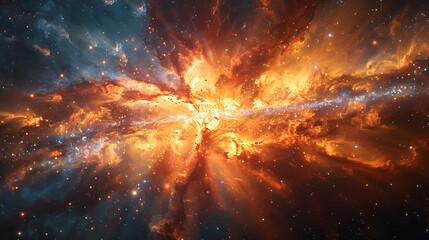 Witness the celestial fireworks of a gamma-ray burst, as titanic explosions light up the darkness of space  - obrazy, fototapety, plakaty