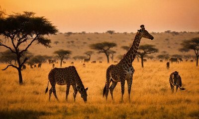 giraffe in continent - obrazy, fototapety, plakaty