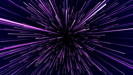Abstract blue hyper jump. Digital hyperspace with flow of bright particles. Beams motion in galaxy. Big stars explosion. Space glowing tunnel moving at the speed of light. 3d rendering.