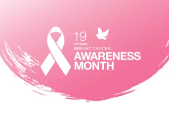 Foto op Canvas Breast cancer awareness month. Awareness ribbon. Vector illustration © Igorideas