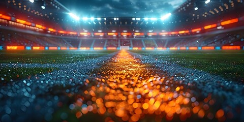 3D rendering of football field with arrows showing passes to score goals and defeat rival players. Concept Football Field, 3D Rendering, Passing Arrows, Score Goals, Rival Players - obrazy, fototapety, plakaty
