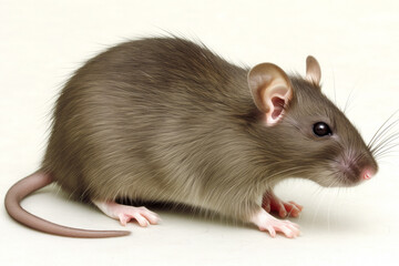 Rat on a white background, close up