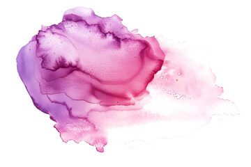 Obraz na płótnie Canvas Pink and purple blended watercolor paint stain on transparent background.