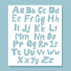 Cartoon English alphabet. ABC. Funny hand drawn graphic font.