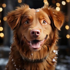 Dog Nova Scotia Duck Tolling Retriever holiday, Christmas and New Year - obrazy, fototapety, plakaty