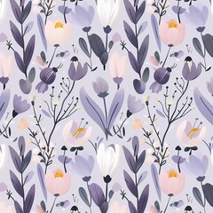 Background of flowers and plants, in watercolor style.