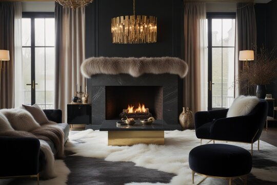 fireplace with luxury room interior