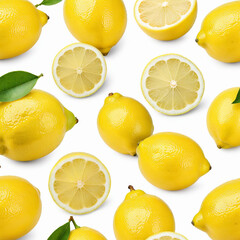 Lemon isolated fruits on transparent background
