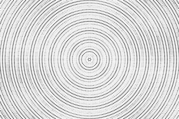 Abstract radial halftone texture. Monochrome background of black dots on white. Dotted background design for various purpose.