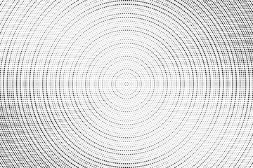 Abstract radial halftone texture. Monochrome background of black dots on white. Dotted background design for various purpose.