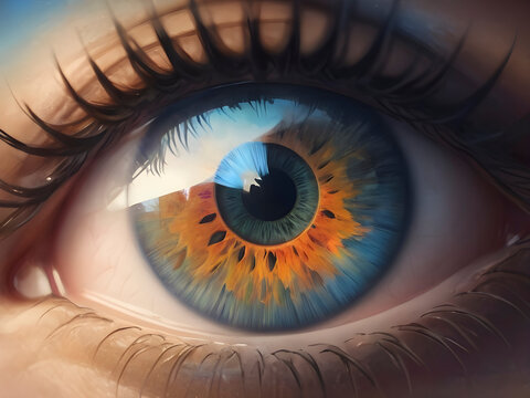 Focal Vision. Captivating Eye in the Foreground.