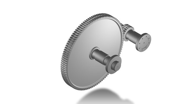 Double helical gear rotor illustration showing a single stage single gearset with bearing journals and a thrust collar