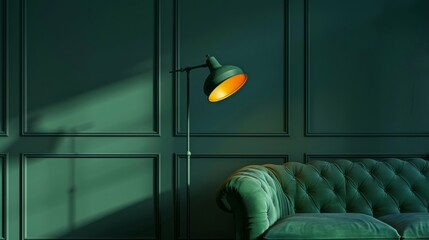 Elegant Lamp on Dark Green Wall