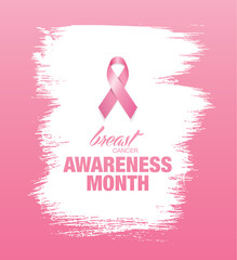 Breast cancer awareness month. Awareness ribbon. Vector illustration