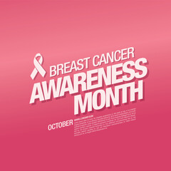 Breast cancer awareness month. Awareness ribbon. Vector illustration