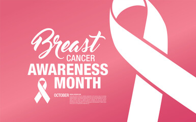 Breast cancer awareness month. Awareness ribbon. Vector illustration