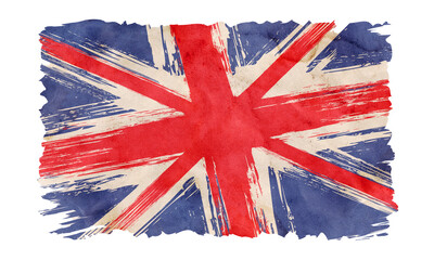Vintage British flag. Drawing flag of UK in grunge style.