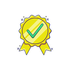 Certified badge icon on white background. Guaranteed medal and premium quality symbol