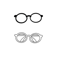 Vector illustration of hipster nerd style black glasses silhouette isolated on white background