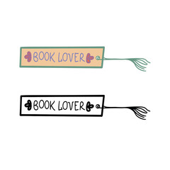 Bookmark label tag with book icon. Guidebook decoration reading and literature theme. Colorful design. Vector illustration