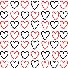 Seamless pattern vector hearts icon flat style