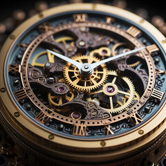Obraz premium watch mechanism close up