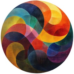 Abstract pattern with vibrant colors and textures arranged in a circular shape.
