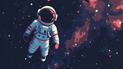 Astronaut in space. Contemporary art. Colorful illustration about space exploration