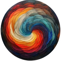 Colorful and textured abstract pattern in a circular shape.
