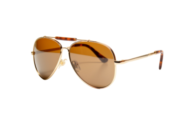 A stylish pair of sunglasses placed on a pristine white background