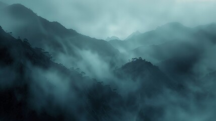 clouds in the mountains